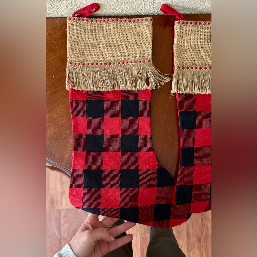 Two Red & Black Plaid Stockings